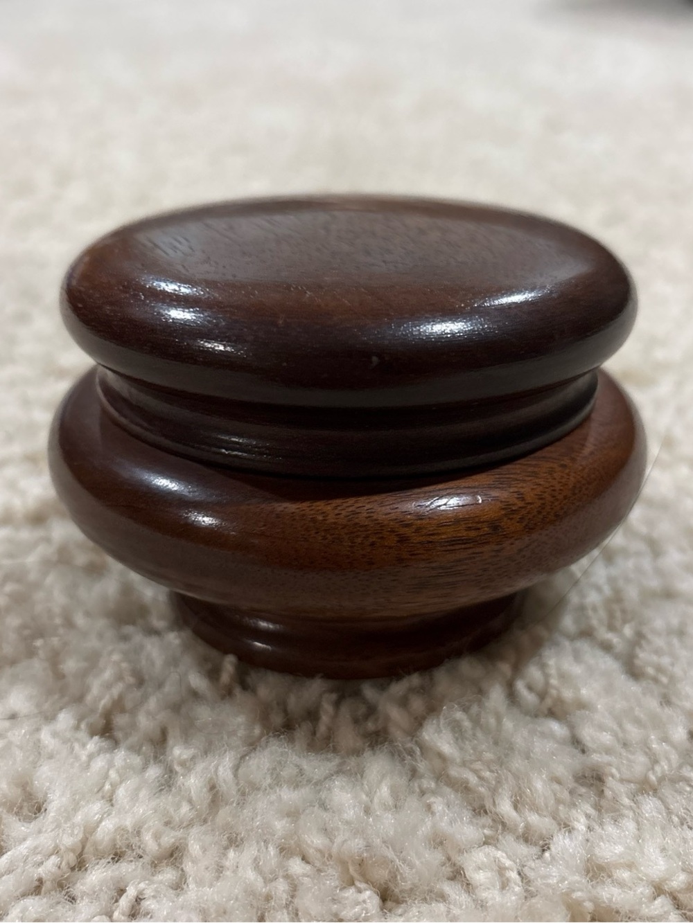 Vintage 1960s VTG Hand Turned Wooden Trinket Box Round Jewelry Keepsake Pot 4”